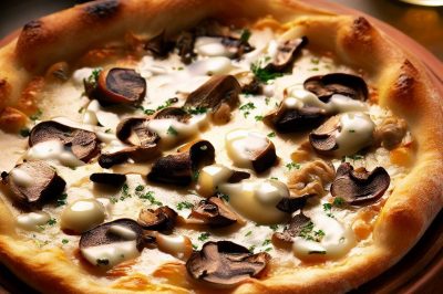 Single Serving Mushroom and Truffle Oil Pizza with White Sauce