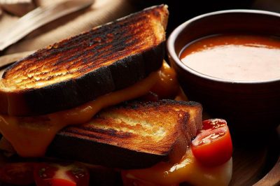 Smoked Grilled Cheese Sandwiches with Tomato Soup