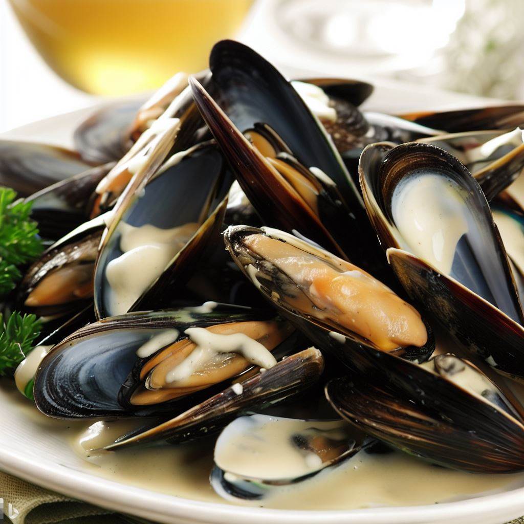 Smoked Mussels with White Wine Sauce