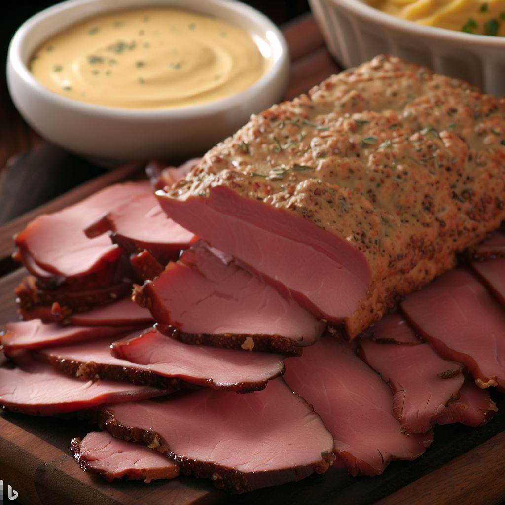 Smoked Pastrami with Mustard Sauce
