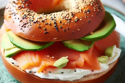 Smoked Salmon and Avocado Bagel with Cream Cheese