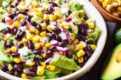 Southwestern Black Bean and Corn Salad with Avocado Dressing