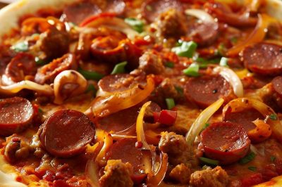 Spicy Sausage and Onion Pizza