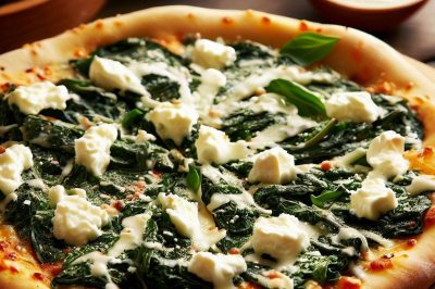 Spinach and Feta Pizza with White Sauce