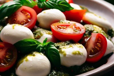 Tomato and Mozzarella Salad with Pesto Dressing