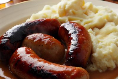 Traditional Welsh Bangers and Mash