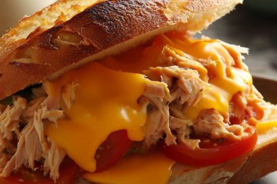 Tuna Melt with Cheddar and Tomato on Sourdough