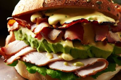 Turkey and Bacon Sandwich with Avocado and Garlic Aioli