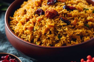 Vegan Persian-Style Adas Polo with Barberries