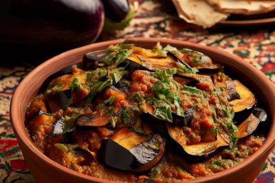 Vegan Persian Style Gheymé Bademjan (Eggplant Stew)