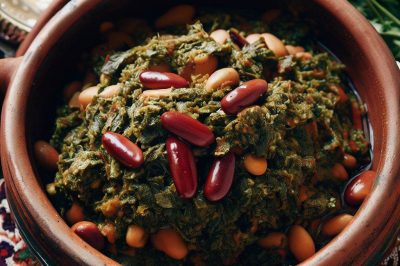 Vegan Persian Style Ghormeh Sabzi (Herb Stew with Kidney Beans)