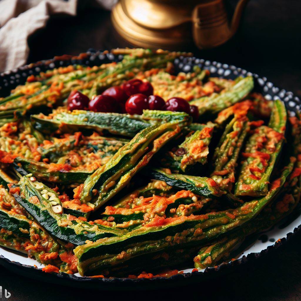 Vegan Persian Style Kookoo-yeh Bamieh (Okra Frittata)