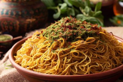 Vegan Persian Style Kookoo-yeh Bamieh with Herbs