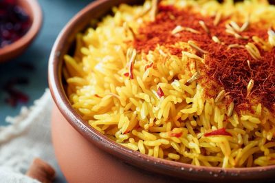 Vegan Persian Style Tahchin (Rice and Saffron Casserole)