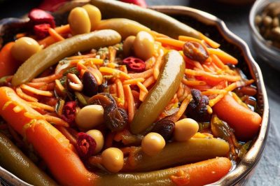 Vegan Persian Style Torshi-yeh Ghermez (Spicy Pickled Vegetables)