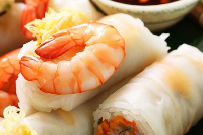 Vietnamese Style Banh Cuon Tom (Shrimp Steamed Rice Rolls)