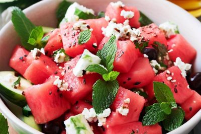 Watermelon and Feta Salad with Mint Vinaigrette