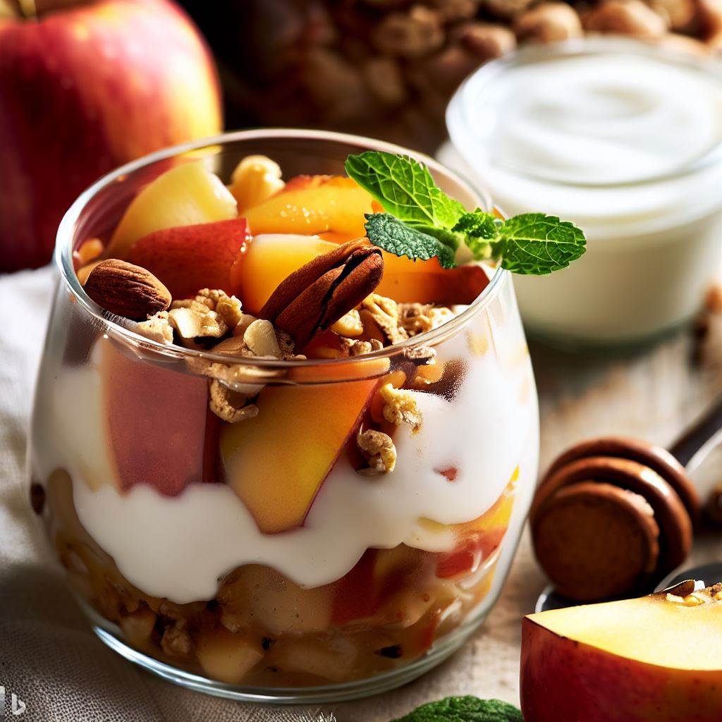 Apple Cinnamon Fruit Compote with Mixed Nuts and Granola Yogurt