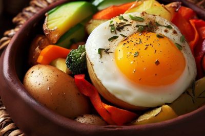 Baked Egg in a Nest of Potatoes and Veggies