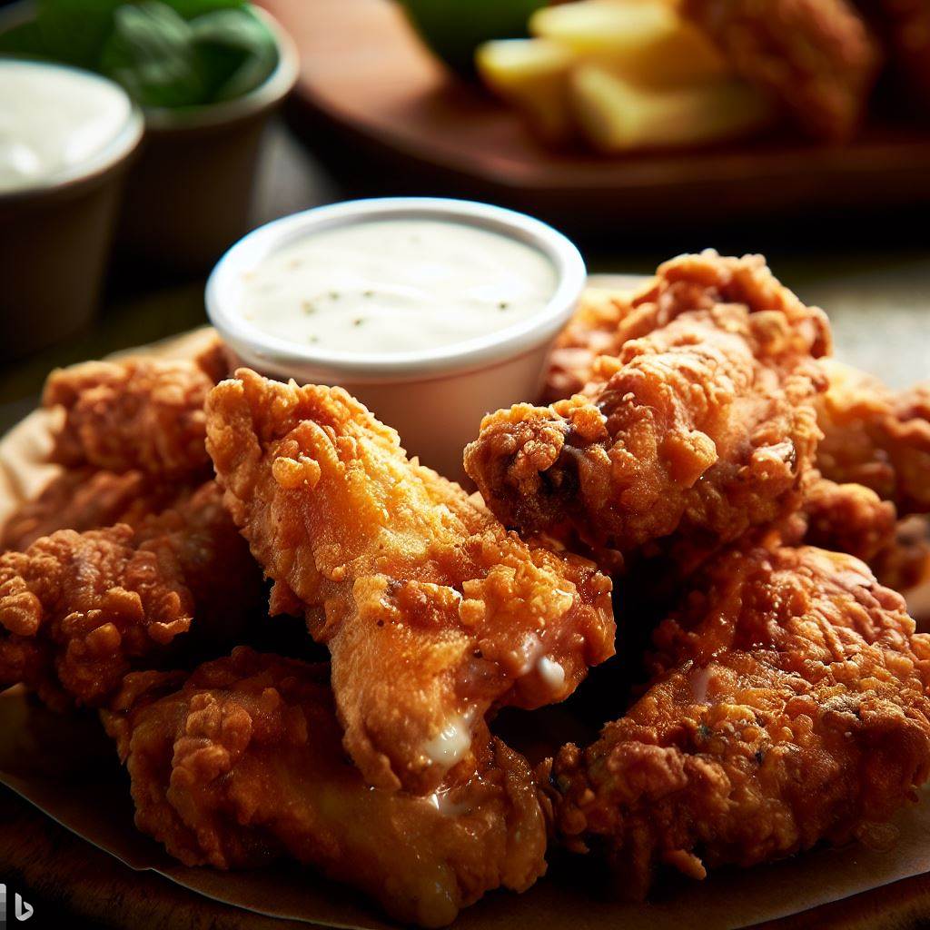 Crispy Fried Chicken Wings with Ranch Dressing