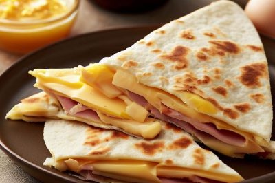Easy Breakfast Quesadilla with Eggs, Cheese, and Ham