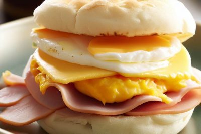 Ham, Egg, and Cheese English Muffin Breakfast Sandwich