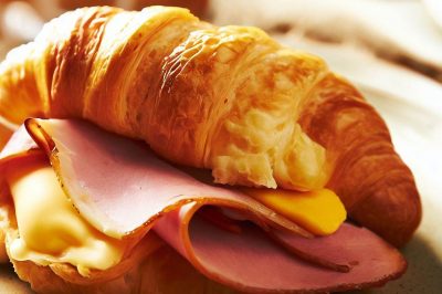 Ham and Egg Breakfast Croissant with Cheese