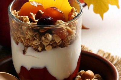 Maple Fruit Compote with Mixed Nuts and Granola Yogurt