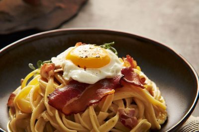 Oil-Free Bacon Carbonara for One