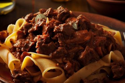 Oil-Free Beef Ragù with Pappardelle