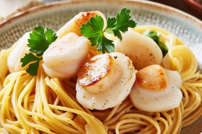 Oil-Free Linguine with Scallops