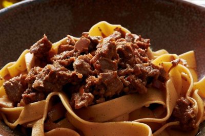 Oil-Free Pappardelle with Wild Boar Ragu