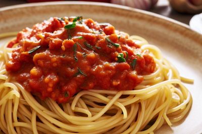 Oil-Free Spaghetti with Tomato and Garlic Sauce