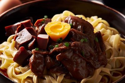 One-Serving Beef Bourguignon with Egg Noodles