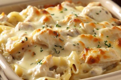 One-Serving Chicken Alfredo Bake