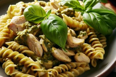 One-Serving Chicken and Basil Pesto Pasta