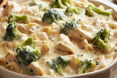 One-Serving Chicken and Broccoli Alfredo Casserole