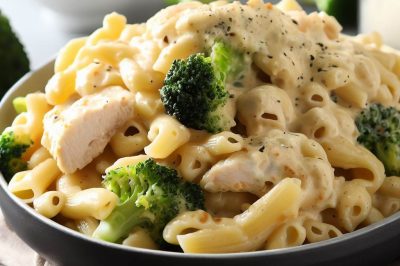One-Serving Chicken and Broccoli Alfredo Mac and Cheese