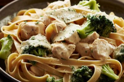 One-Serving Chicken and Broccoli Fettuccine Alfredo