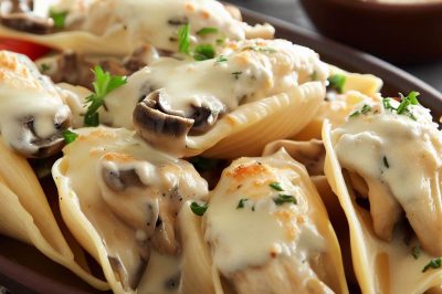 One Serving Chicken and Mushroom Alfredo Stuffed Shells
