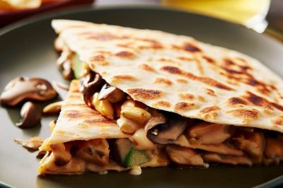 One-Serving Chicken and Mushroom Quesadilla