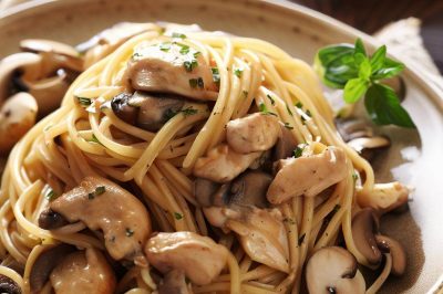 One-Serving Chicken and Mushroom Spaghetti