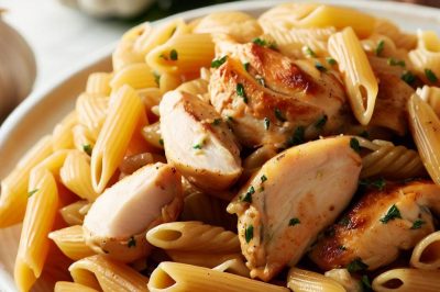One-Serving Chicken and Roasted Garlic Pasta