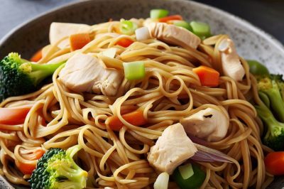 One-Serving Chicken and Vegetable Stir Fry Noodles