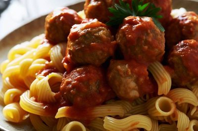 One-Serving Meatball Pasta