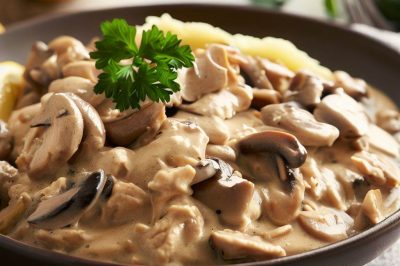 One Serving Oil-Free Chicken and Mushroom Stroganoff