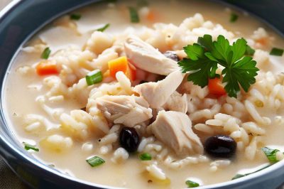 One Serving Oil-Free Chicken and Rice Soup