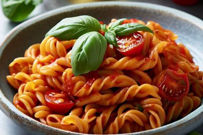 One Serving Oil-Free Tomato and Basil Pasta
