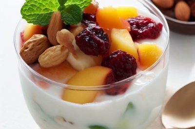 One-Serving Peppermint, Fruit Compote, and Mixed Nuts Yogurt