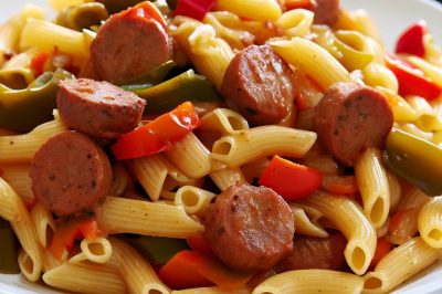 One-Serving Sausage and Peppers Pasta